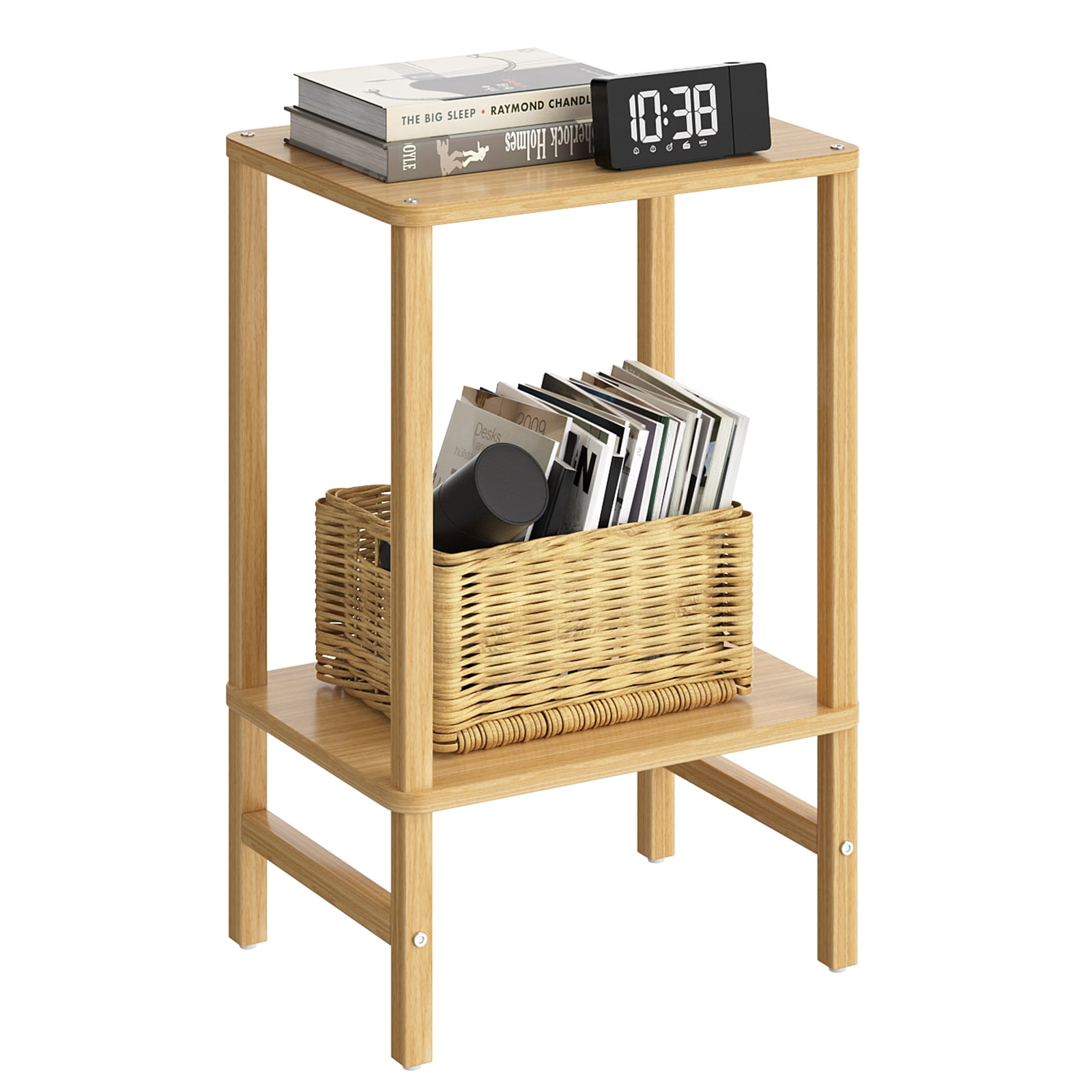 Joaxswe Side Table End Table Tall Night Stand 2-Tier for Living Room ...