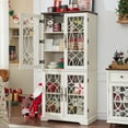 thumbnail image 1 of Joaxswe Vertical Buffet Cabinet with Glass Doors and Storage Shelves, Sideboard Cupboard for Dining Room, White, 1 of 9