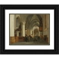 thumbnail image 1 of Job Adriaensz Berckheyde 14x12 Black Ornate Wood Framed Double Matted Museum Art Print Titled: Interior of the Church of St Bavo in Haarlem (1674), 1 of 5