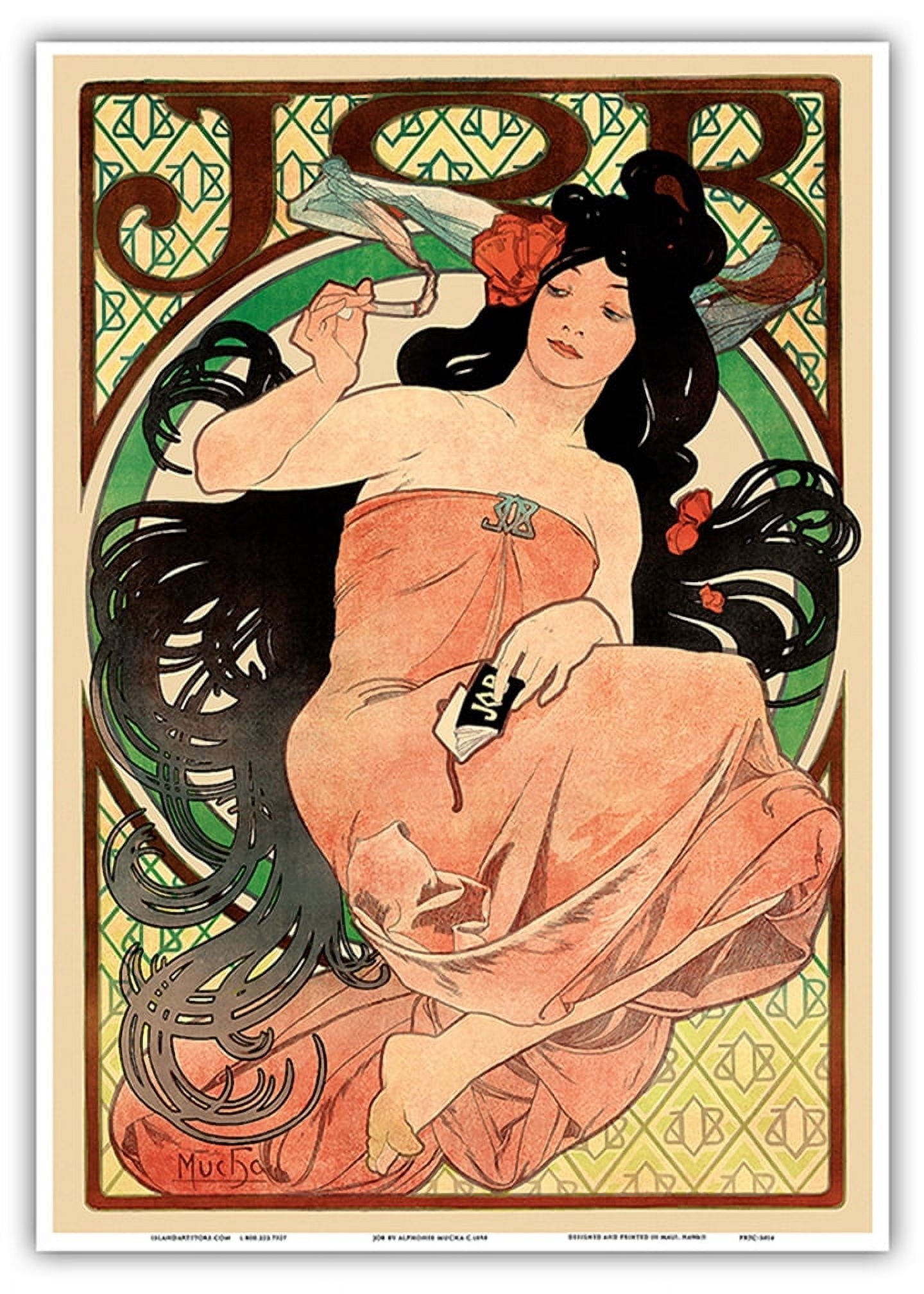 Job - Cigarette Rolling Papers Advertisement - Art Nouveau - Vintage  Advertising Poster by Alphonse Mucha c.1898 - Fine Art Matte Paper Print  (Unframed) 11x14in