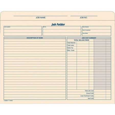 Job Folder Straight Tab, Letter Size, Manila, 20/Pack