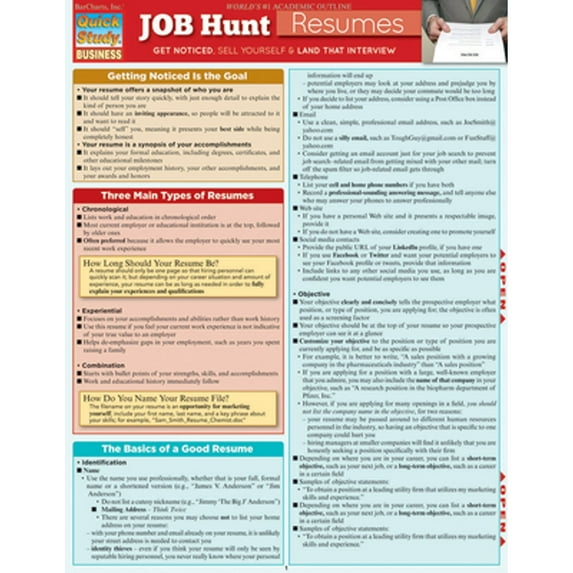 Pre-Owned Job Hunt: Resumes (Quick Study) Paperback
