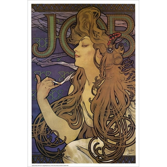 Job Papers Vintage Advertising Poster by Alphonse Mucha 24 x 36in