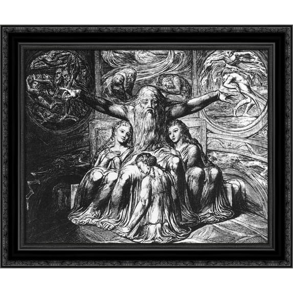 Job and his Daughters 24x20 Black Ornate Wood Framed Canvas Art by Blake, William