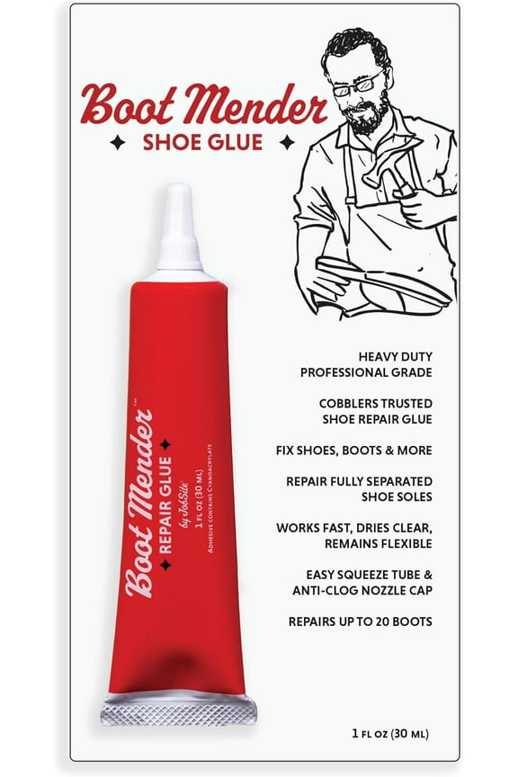 Boot Mender Glue - Shoe Glue Sole Repair - Clear, Instant Bond, Heavy Duty Adhesive (30g tube)