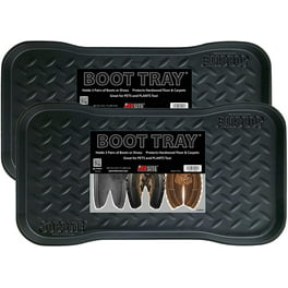 Ottomanson Easy clean, Waterproof Non-Slip Indoor/Outdoor Rubber Boot Tray,  16 in. x 32 in,, Black RDM9900-16X32 - The Home Depot