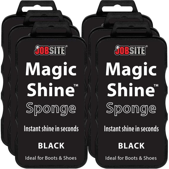JobSite Instant Express Leather Boot & Shoe Shine Sponge - Black - 6 Pack