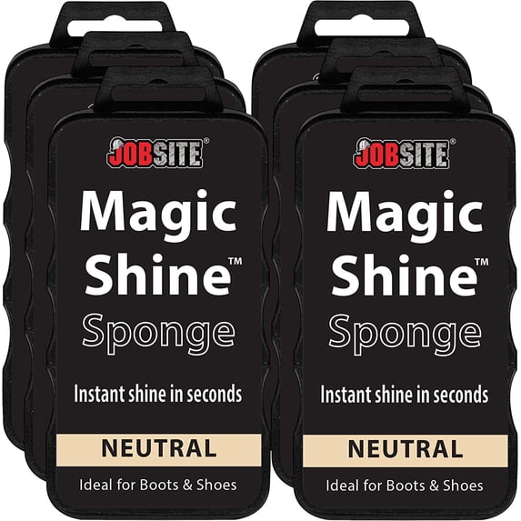 JobSite Instant Express Leather Boot & Shoe Shine Sponge - Neutral - 6 Pack