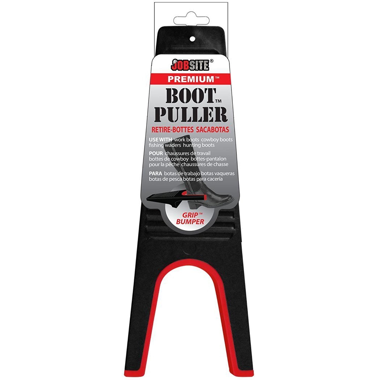 JobSite Premium Heavy Duty Boot Puller with Red Rubber Grip Inlay Boot Jack Makes Removing