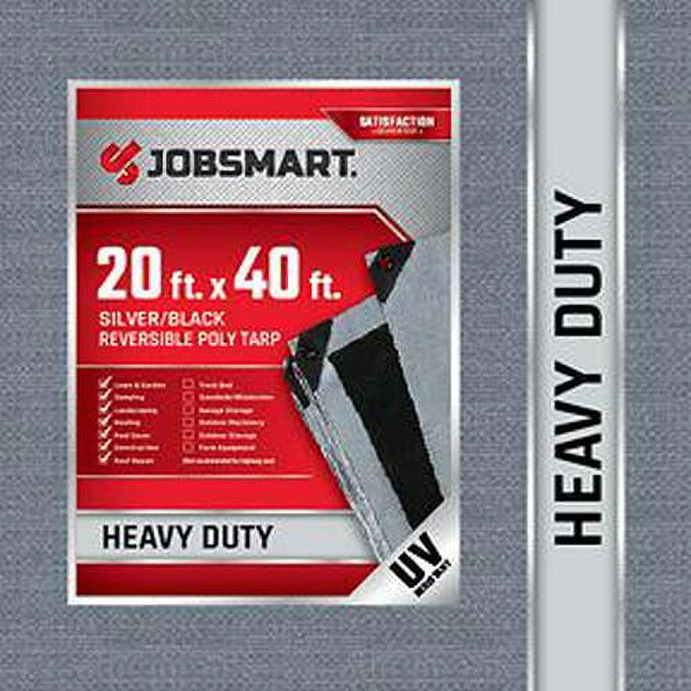 JobSmart 20 ft. x 40 ft. HeavyDuty Poly Tarp, Black/Silver