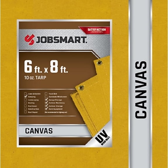 JobSmart 6X810OZ UV Resistant and Heavy Duty Canvas Tarpaulin 6 ft. x 8 ft.