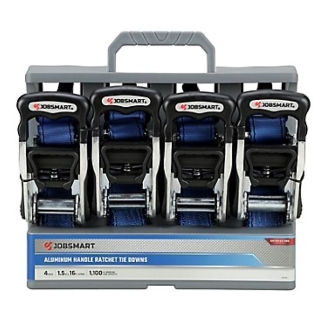 JobSmart FH95348 1.5" x 16ft. Aluminum Ratchet TieDowns, 4Pack