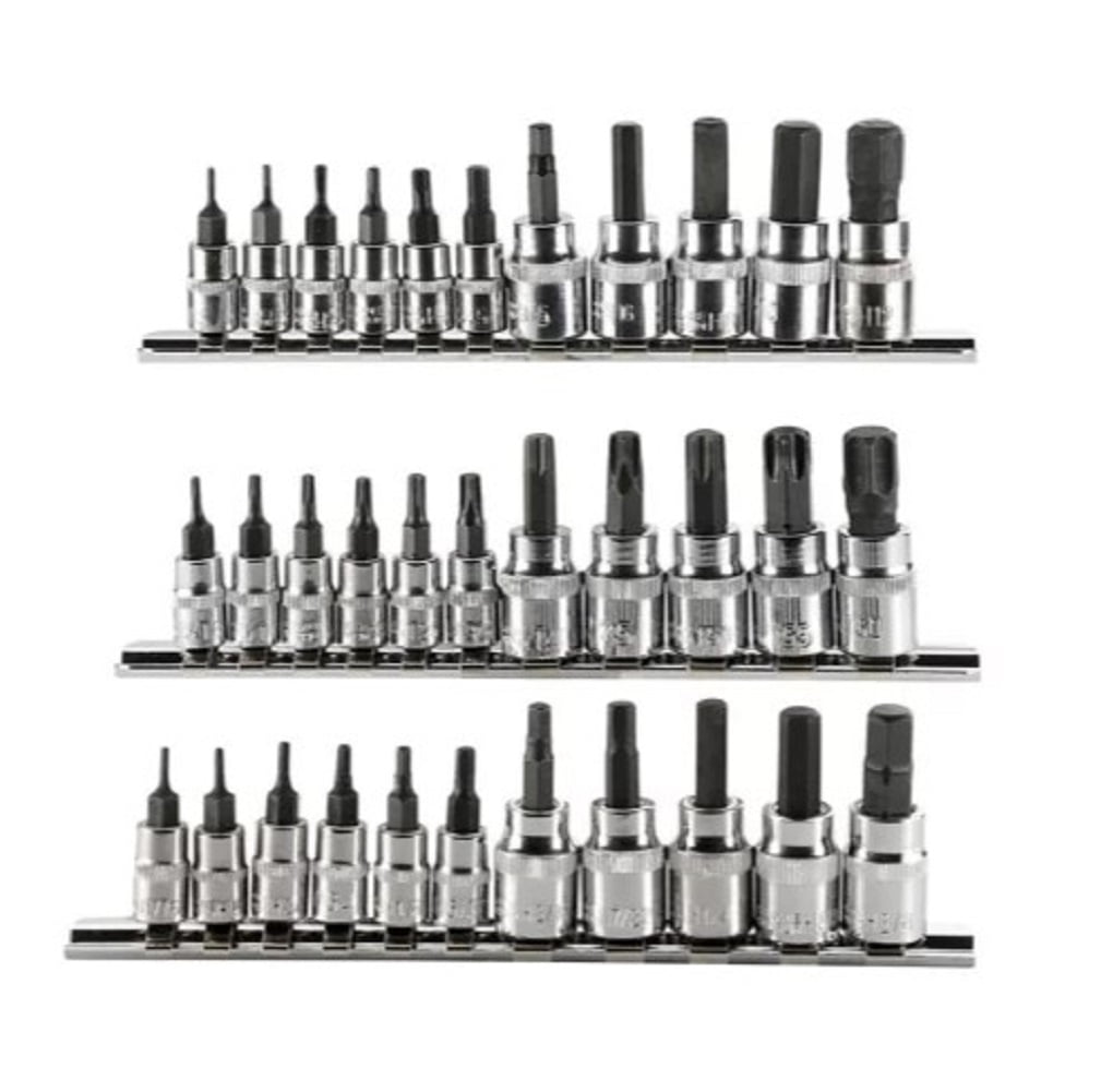 JobSmart JS2011053 Assorted Bit Socket Set with Metal Rack 33 pcs