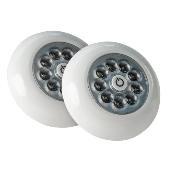 Jobar International Peel and Stick Battery Operated Touch Lights with 9 Bright LED Lights, Set of 2, White