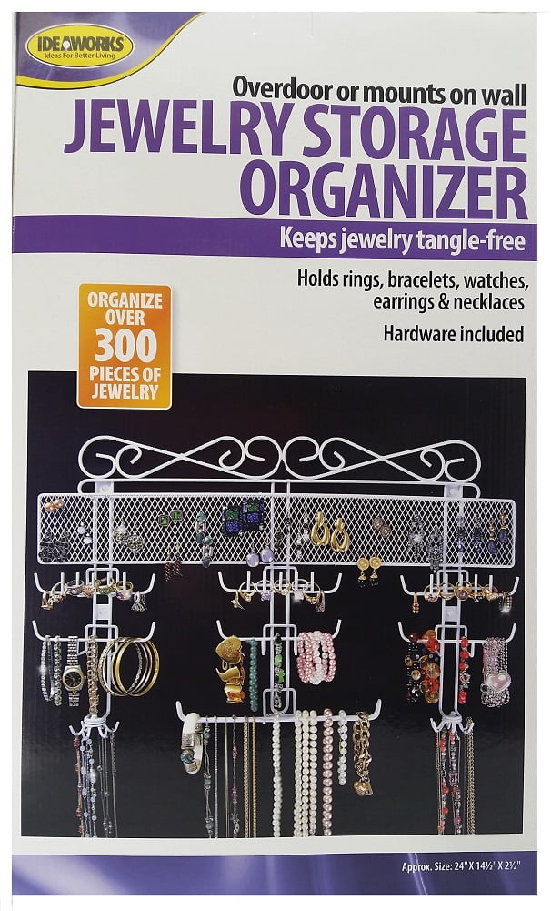 JOBAR INTERNATIONAL Jobar Organizing Jewelry Valet, White Coated Wire 24" x 14.5" x 2.5"