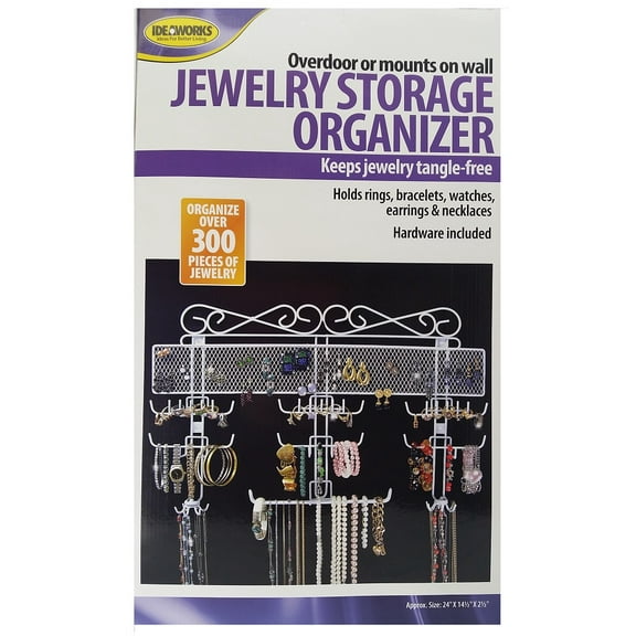 Jobar Organizing Jewelry Valet, White Coated Wire 24" x 14.5" x 2.5"