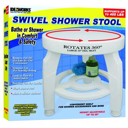Jobar Swivel Shower Stool, 16-1/2 dia. Seat, Height Adjustable from 17 - 19