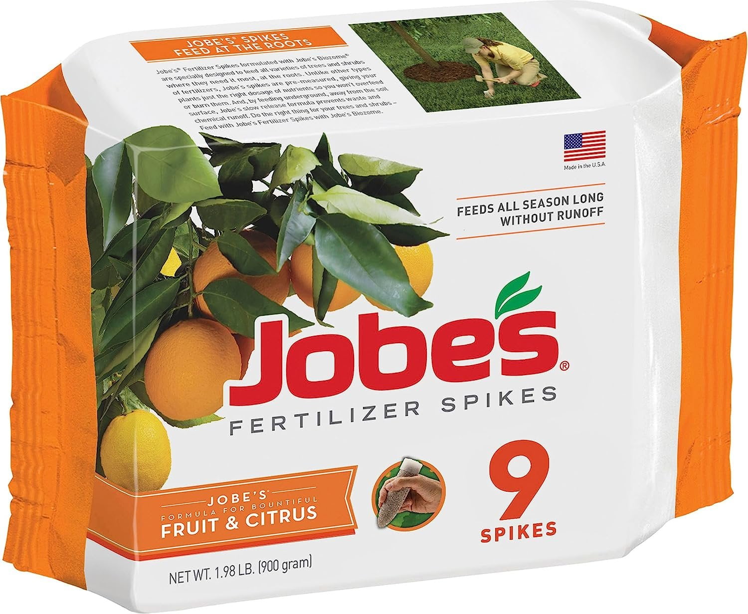 Jobe's 01312 Fruit & Citrus Trees Fertilizer Spikes, 9-12-12