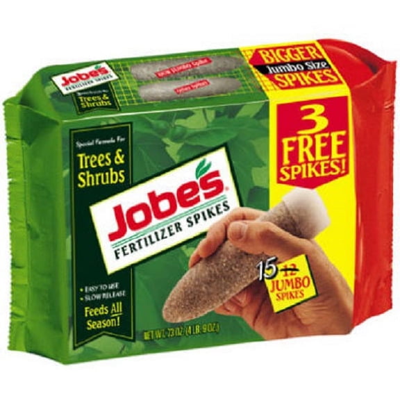 Jobe's 01610 15 Pack Of All Season Tree & Shrub 16-4-4 Jumbo Fertilizer Food Spikes - Quantity of 5
