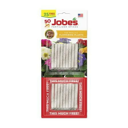 Jobe's Plant Food Fertilizer Spikes, Easy Plant Care for All Indoor Flowering Houseplants, 50 Count