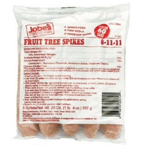 Jobe's 2012 5-Pack 8-11-11 Fruit Tree Fertilizer / Food Spikes - Quantity of 32