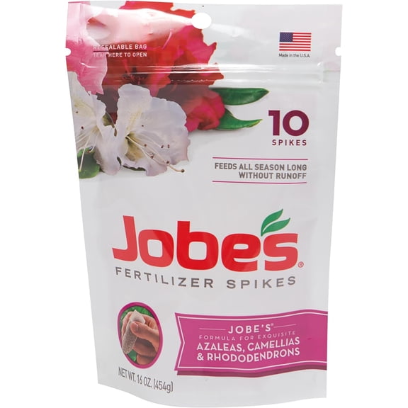 Jobes Garden Fertilizer Spikes, Organic Fertilizer for Azaleas, Camellias, Rhododendrons, and Other Acid Loving Plants, 10 Count