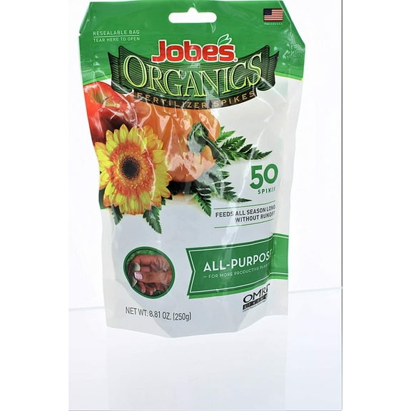 Jobe's Organic 4-4-4 All-Purpose Fertilizer Spikes (50-Pack) 06528