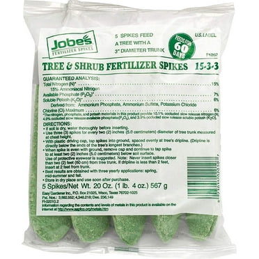 Jobe's Tree & Shrub Fertilizer Spikes, 5 Spikes Clear Bag