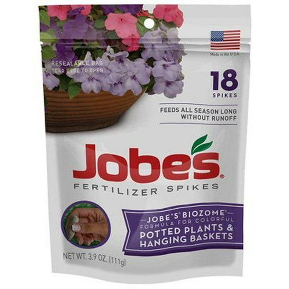 Jobes 6105 Potted Plant & Hanging Basket Fertilizer Spikes 6-18-6