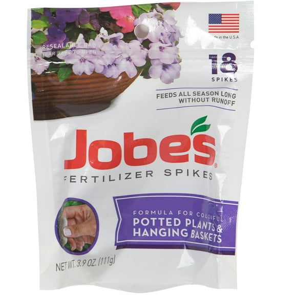 Jobes Flower Fertilizer Spikes, Easy Plant Care Fertilizer for Potted Plants and Hanging Baskets, 18 Count