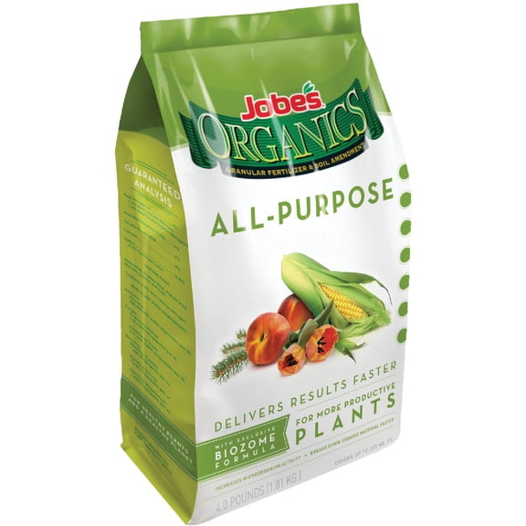 Jobe's Organics All Purpose Granular Fertilizer 4-4-4 - Organic, Natural - 4 lbs — Outdoor & Indoor Plant Use, Easy Application