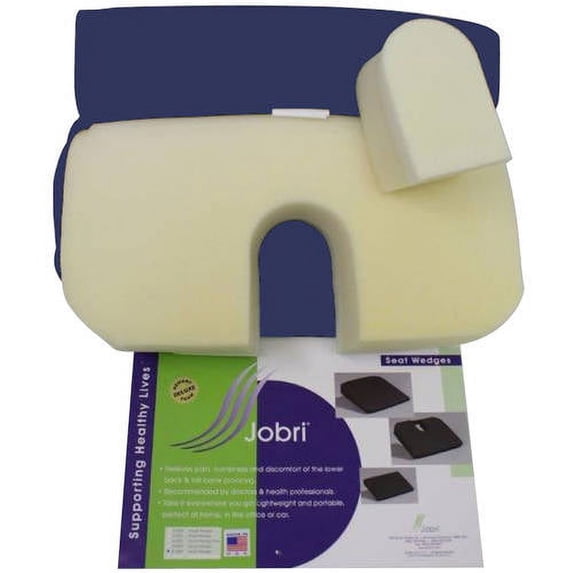 Jobri BetterPosture Memory Seat Wedge with Removable Coccyx Cut-Out, Blue