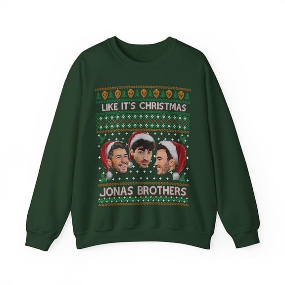 Jobros Christmas Sweatshirt, Ugly Christmas Sweater, Jonas Brothers Holiday Concert Fan Shirt ,Forest Green Color,Size M