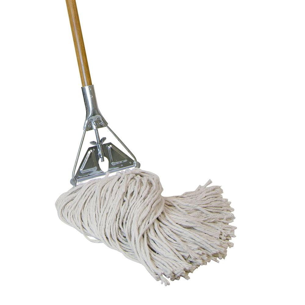 Lavex Wet Mop Kit with 32 oz. Natural Cotton Looped End Wet Mop and 60 Jaw  Style Mop Handle