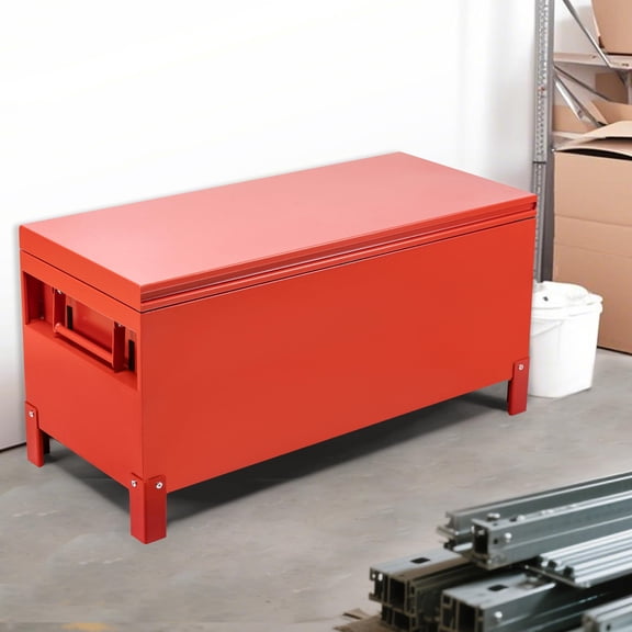 Jobsite Box, Jobsite Chest Tool Storage Cabinet Industrial Grade, Aluminum, Red, 36x15 in