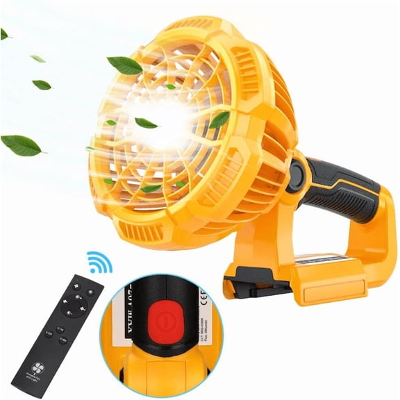Jobsite Fan For De*walt Fan Cordless Fan 20V Li-Ion Battery with LED Light Remote