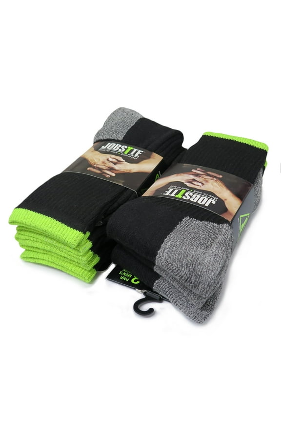 's Men's Fast Dry Shrink Resistant Boot Socks | Odor Resistant Socks W/ Soil Guard and Reinforced Heel & Toe | All Day Breathable Mid Calf Crew Work Socks | Value Pack of 6 Pairs