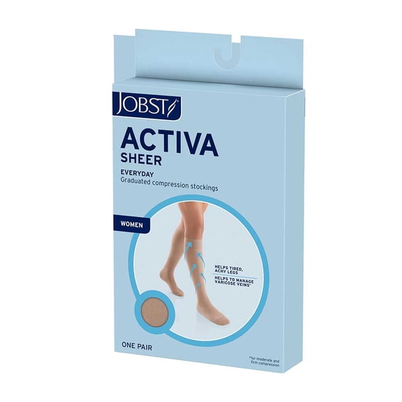 Jobst ACTIVA Sheer Compression Knee High Socks - 20-30mmHg Silky Beige X-Large
