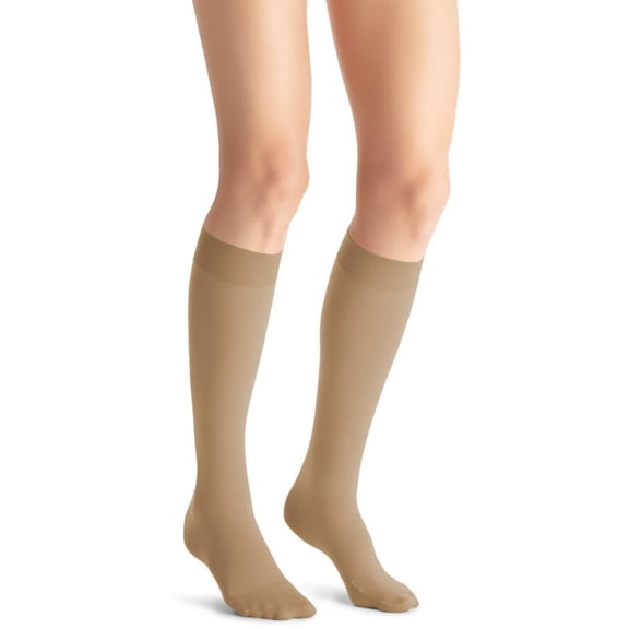 Jobst Opaque 15-20 Closed Toe Knee High Compression Stockings Natural Large Petite