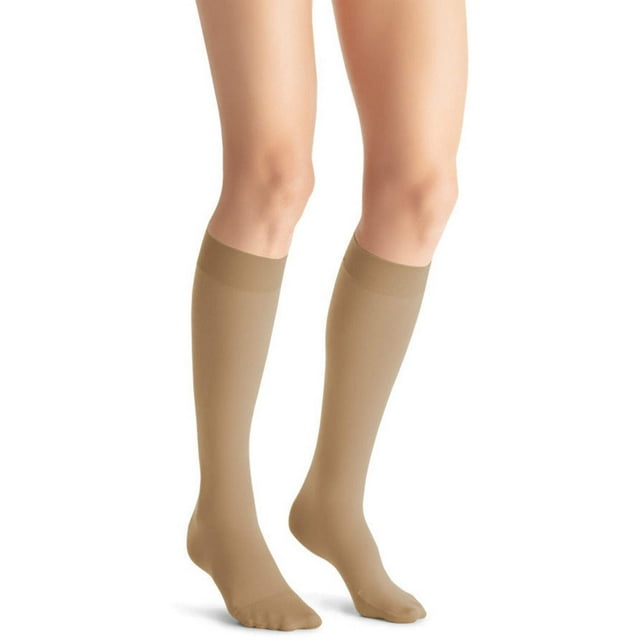 Jobst Opaque 15-20 Closed Toe Knee High Compression Stockings Natural Medium Petite