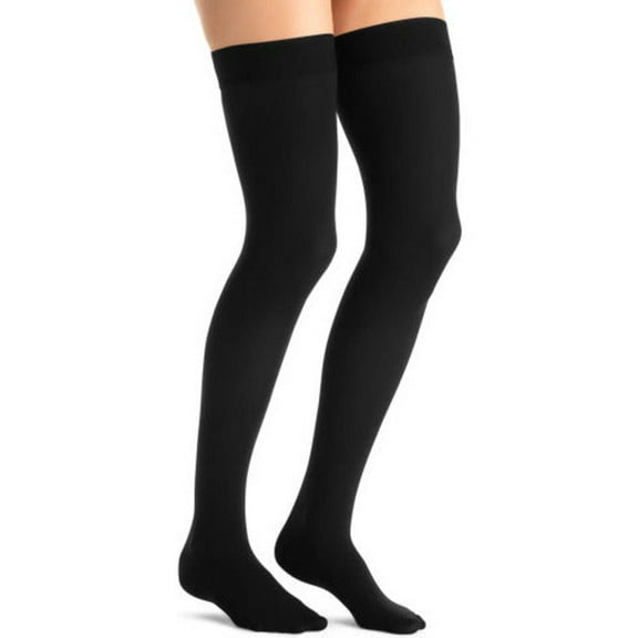 Jobst Opaque 15-20 Closed Toe Thigh High Compression Stockings w/Sensitive Band Black Large