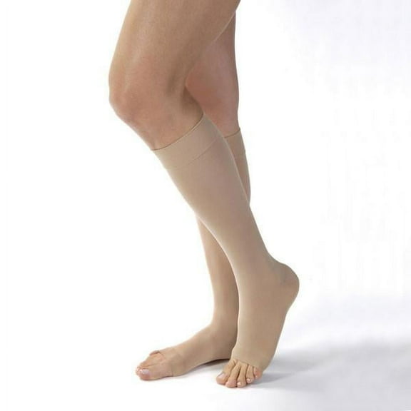 Jobst Opaque 15-20 Open Toe Knee High Compression Stockings Natural Large