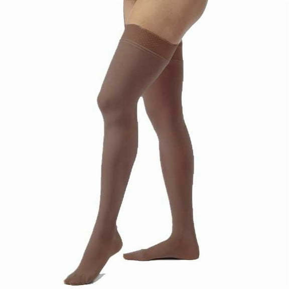 Jobst Opaque 20-30 Closed Toe Thigh High Compression Stockings w/Dot Band Espresso Medium