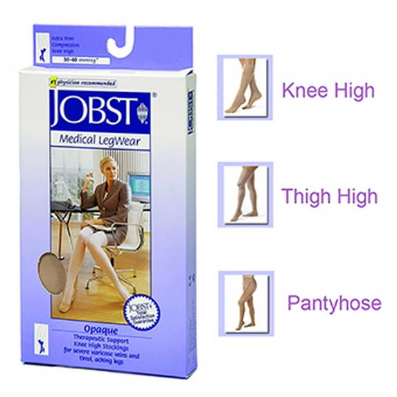 Jobst Opaque 20-30 Open Toe Knee High Compression Stockings Natural Large Full
