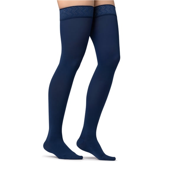 Jobst Opaque Open Toe Maternity Thigh Highs w/Top Band - 15-20 mmHg Navy X-Large