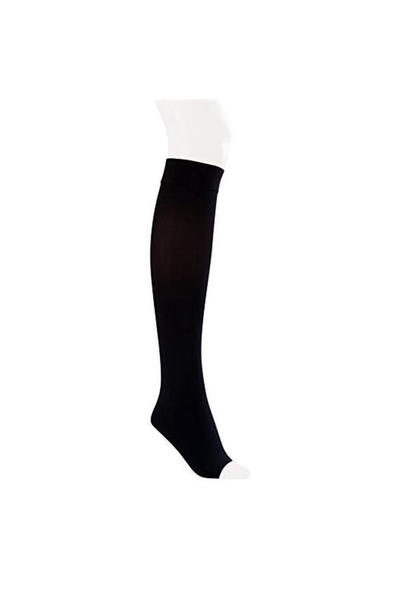 Opaque SoftFit 30-40 Open Toe Knee High Compression Stockings Black Large Full