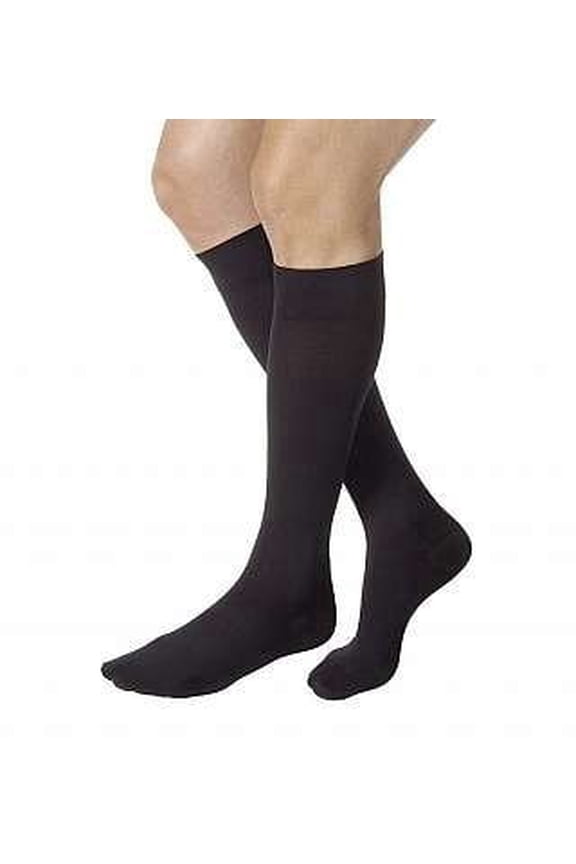 Knee High 15-20 mmHg Compression Stockings, Closed Toe, Large, Black