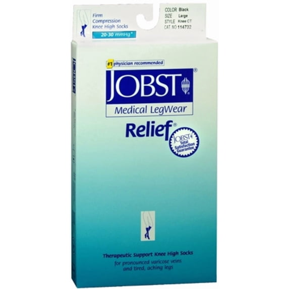 Jobst Relief 20-30 Knee-Hi Black Large C/T