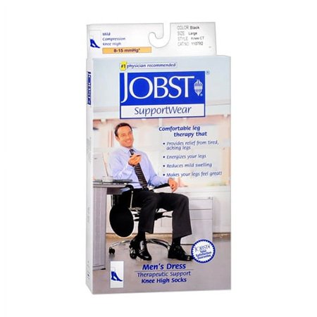 Jobst Supportwear Mens Dress Socks, 8-15 Mm / Hg Compression, Black Color, Size: Large - 1 Piece