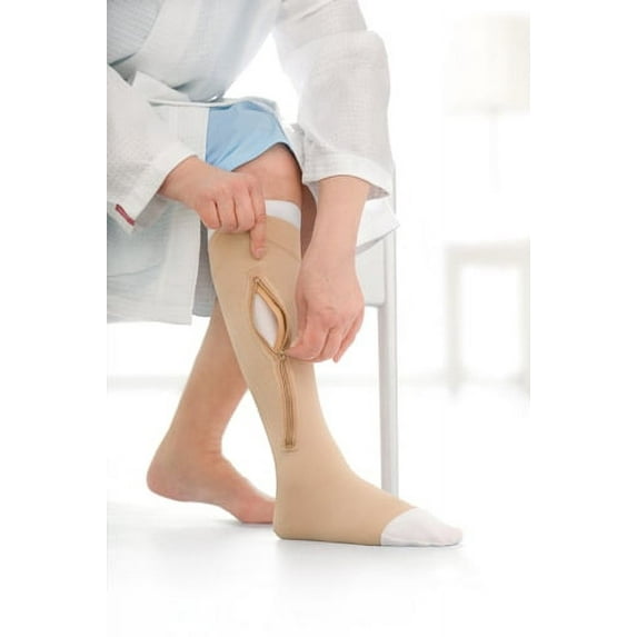 Jobst Ulcercare - XXXX-Large - Beige - Knee High - Open Toe - Right Side Zipper